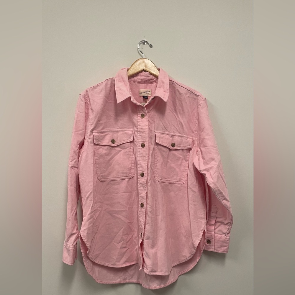 Universal Thread women's pink button-down corduroy oversized shirt. Size Large